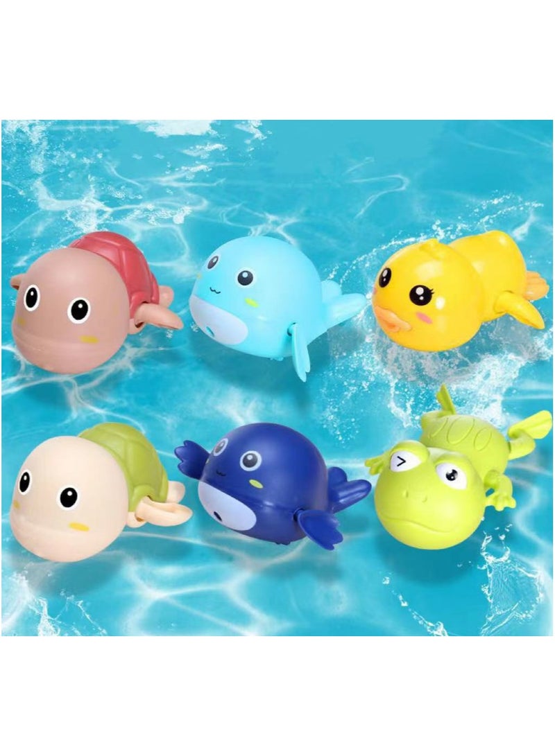 لعبة حمام، لعبة حيوان لطيفة تعمل بآلية الساعة لحوض الاستحمام أو المسبح، ألعاب استحمام للأطفال، مجموعة ألعاب مائية للأولاد والبنات، 6 قطع. - Image 1
