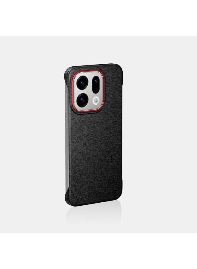 Steffen Stedfer Oppo Find X9 Case Magnetic Slim Leather Texture Hard Shell Red Circle White - Image 2
