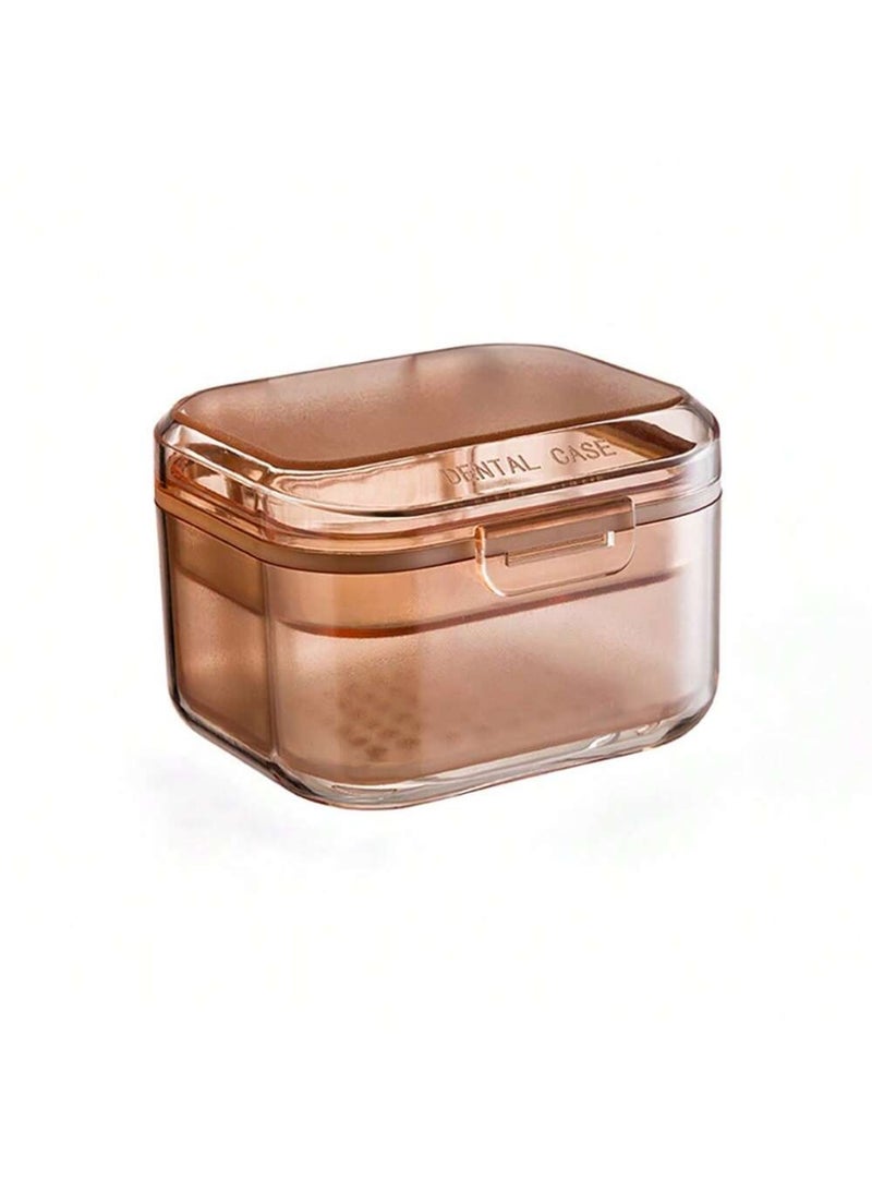 Dental Case Denture Bath Box, Leakproof Double Layer with Strainer, Braces Retainer Cleaning Storage Container for Soaking, Travel & Home Use - Image 2