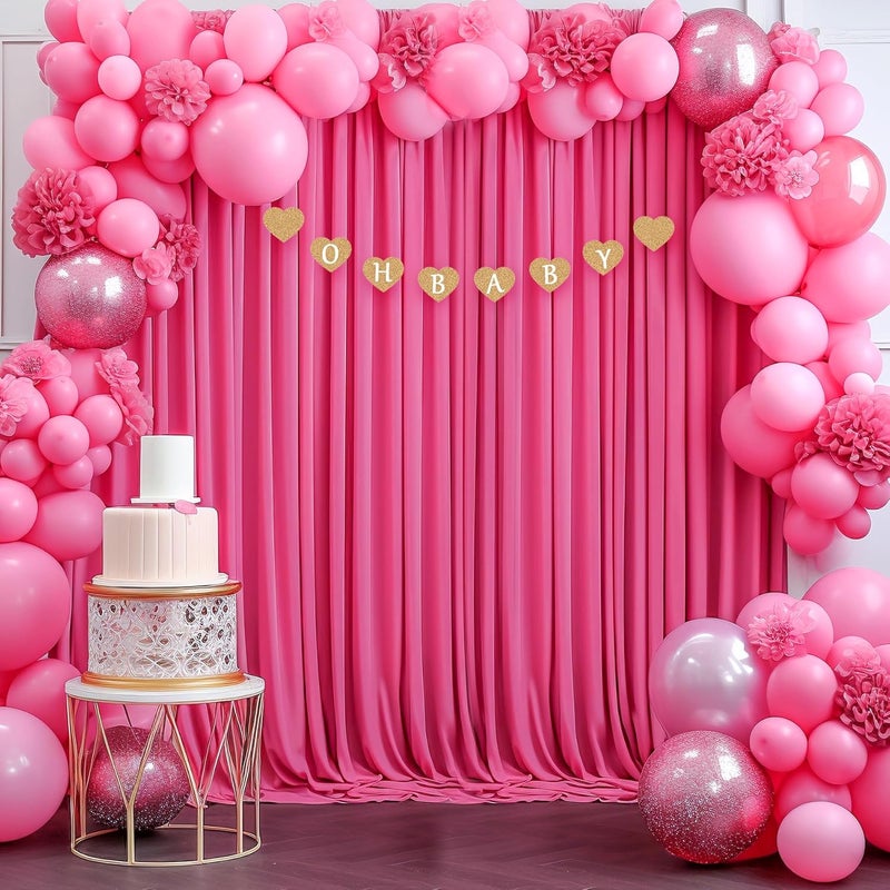 PARTISKY 24x10FT Hot Pink Backdrop Curtains for Wedding Parties, Wrinkle Free Polyester Photography Backdrop Drapes for Wedding Baby Shower Birthday Parties Stage Background Stand Decorations 4x10ft,6 Panels - Image 5
