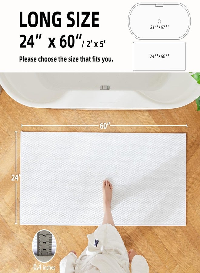 TYUU Bathroom Runner Rug, Long Bath Mat Washable Thin Quick Dry Low Pile Bathroom Runner Rugs 24 x 60 Non Slip, White 24"x60" - Image 2