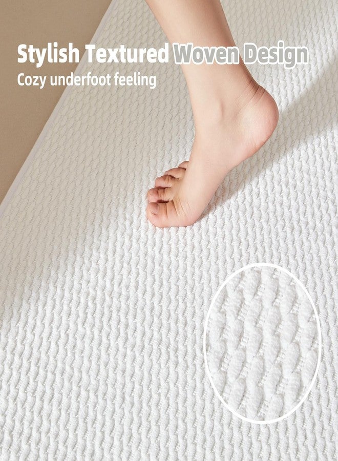 TYUU Bathroom Runner Rug, Long Bath Mat Washable Thin Quick Dry Low Pile Bathroom Runner Rugs 24 x 60 Non Slip, White 24"x60" - Image 3