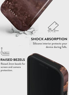 BURGA iPhone 16 Pro Max Case, 2 Piece Hard Shell + TPU Silicone Interior, Shock Absorption, All Port Accessible, Raised Bezel For Screen & Camera Protection, Never Fading HQ Print,Fire Wood  - Image 4
