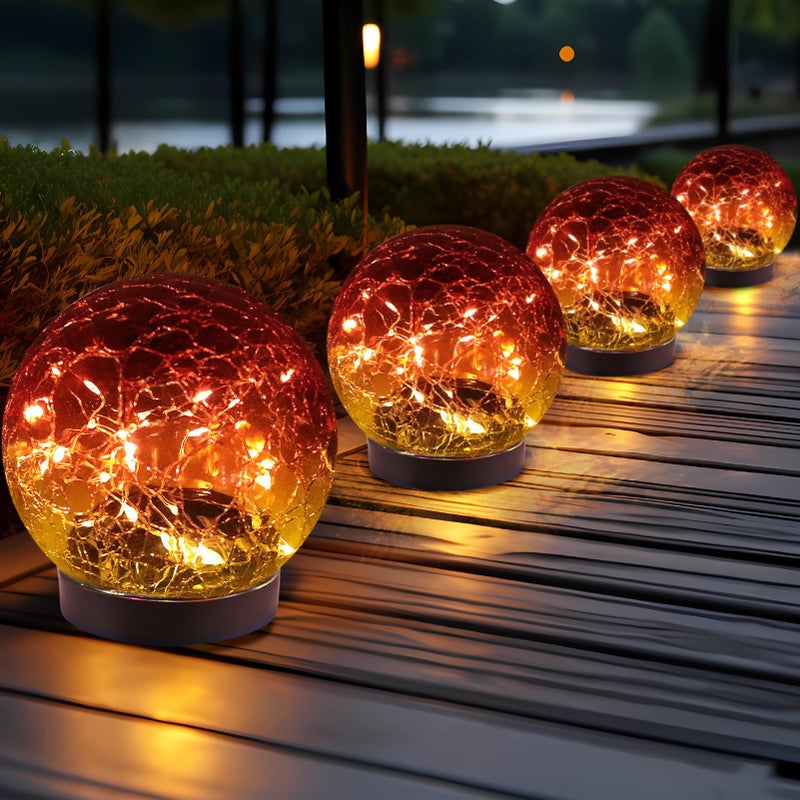JKIMK Solar Globe Lights Outdoor Waterproof - Cracked Glass Ball Lights for Garden, Patio, Yard, Lawn and Backyard Decor - Decorative Orbs for Outside - Image 1