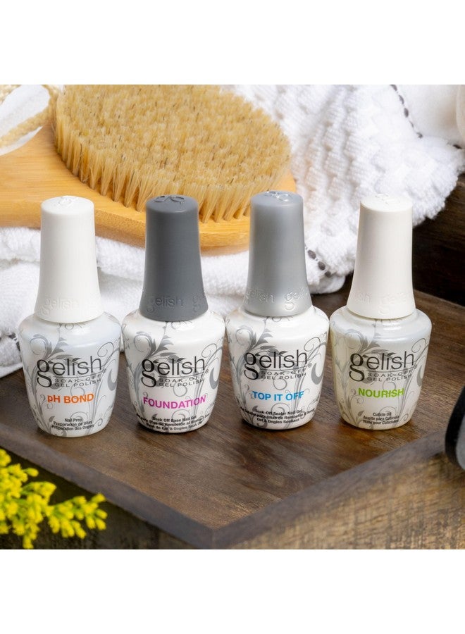 جيليش مجموعة Gelish Essential Fantastic Four - تحضير الأظافر برابط pH، جل أساس، جل مانع للتسرب Top It Off وزيت مغذي للبشرة - أساسيات مانيكير احترافية للحصول على لمعان يدوم طويلاً وخالٍ من التشقق. - Image 4