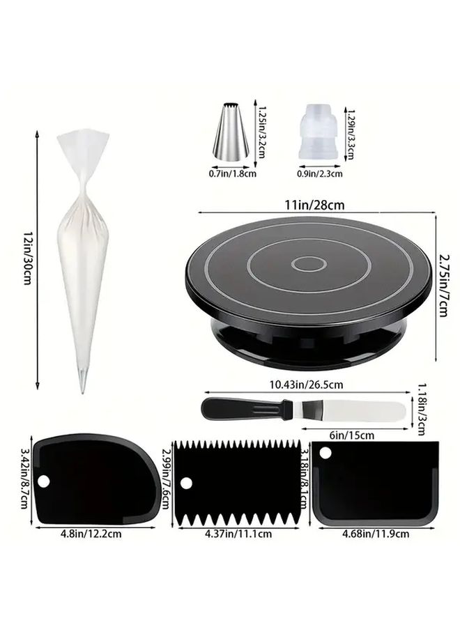 White 82pcs Cake Turntable Baking Kit with 50 Piping Bags and Nozzles - Image 3
