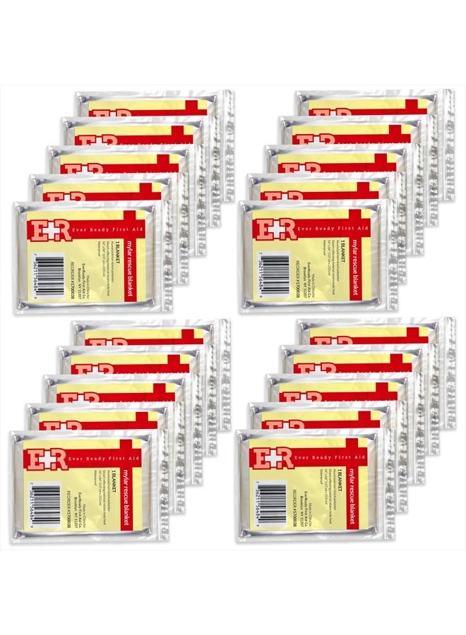 Ever Ready First Aid Mylar Rescue Blanket, Large Silver Thermal Sheet for Emergency and Survival, 54” x 84” – 20 Count - Image 1