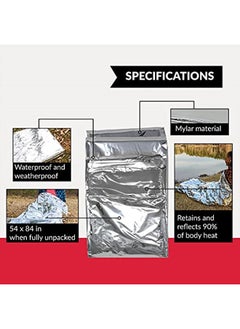 Ever Ready First Aid Mylar Rescue Blanket, Large Silver Thermal Sheet for Emergency and Survival, 54” x 84” – 20 Count  - Image 2