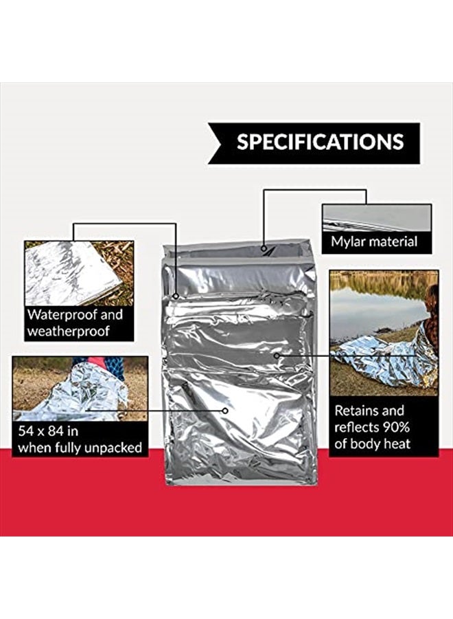 Ever Ready First Aid Mylar Rescue Blanket, Large Silver Thermal Sheet for Emergency and Survival, 54” x 84” – 20 Count - Image 2