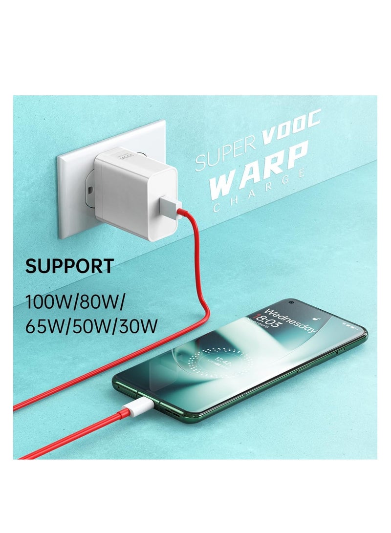 Beauenty For Oneplus 13 13R 12 12R 11 10 Pro Charger 100W, Warp Charger SuperVooc Wall Block for Oneplus 9 Pro 10T 10R 8T 8 7T 7 Open Nord 2T CE 3 Lite N20 N10 9R 6T Dash Charge One Plus Fast Charging 3.3 ft - Image 5