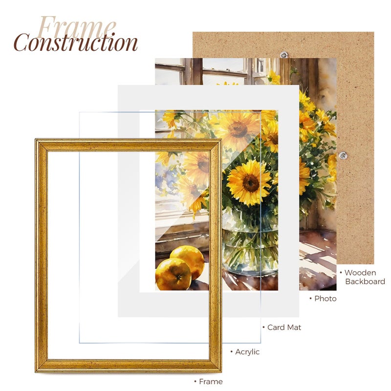 TWING 11x14 Picture Frame,Display Pictures 8x10 with Mat or 11x14 Without Mat,Ornate Picture Frames for Wall Mounting or Table Display,Rustic Gold,1 Pack - Image 3