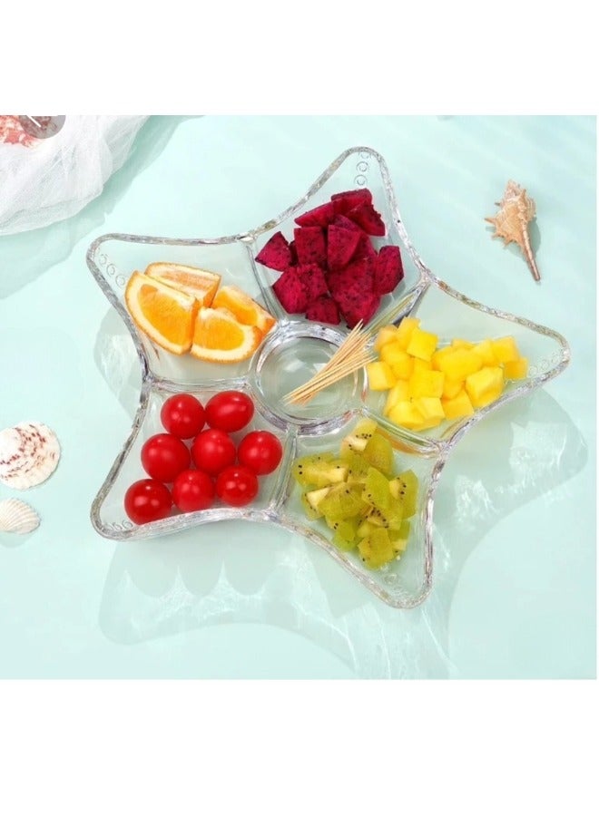 Happy Home Elegant Multi-Compartment Glass Serving Tray - Image 1