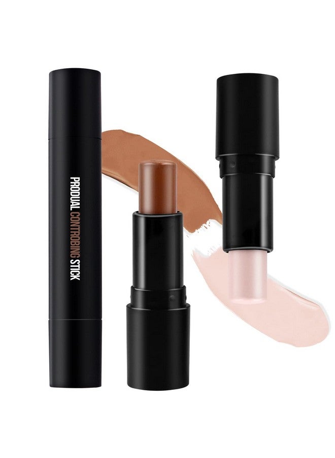 POPMISOLER Cream Contour Stick Makeup Highlighter Stick Concealer Stick With Double Ended Design Cream Bronzer Stick Long Lasting Professional Makeup Contour, Shaping 3D Face Effect (01)  - Image 1