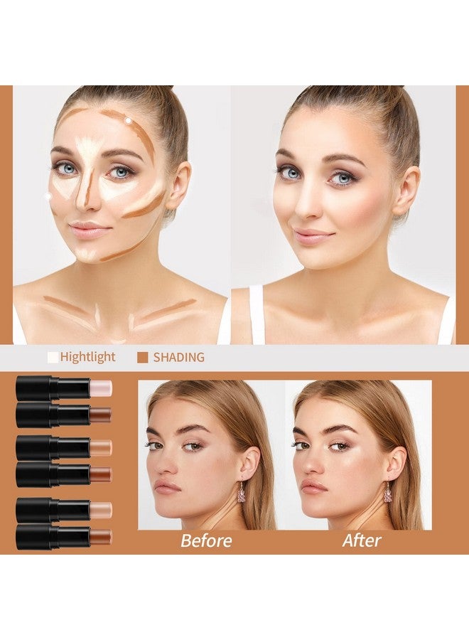 POPMISOLER Cream Contour Stick Makeup Highlighter Stick Concealer Stick With Double Ended Design Cream Bronzer Stick Long Lasting Professional Makeup Contour, Shaping 3D Face Effect (01)  - Image 5
