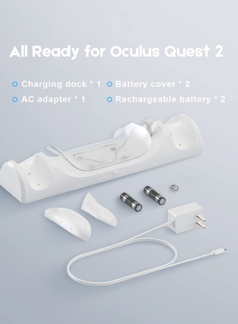 SOLARAE Magnetic Charging Dock for Oculus Quest 2 / Meta Quest 2 with LED Indicator, Includes 2 Rechargeable Batteries and Type-C Charger Cable for VR Headset and Touch Controllers. - Image 4