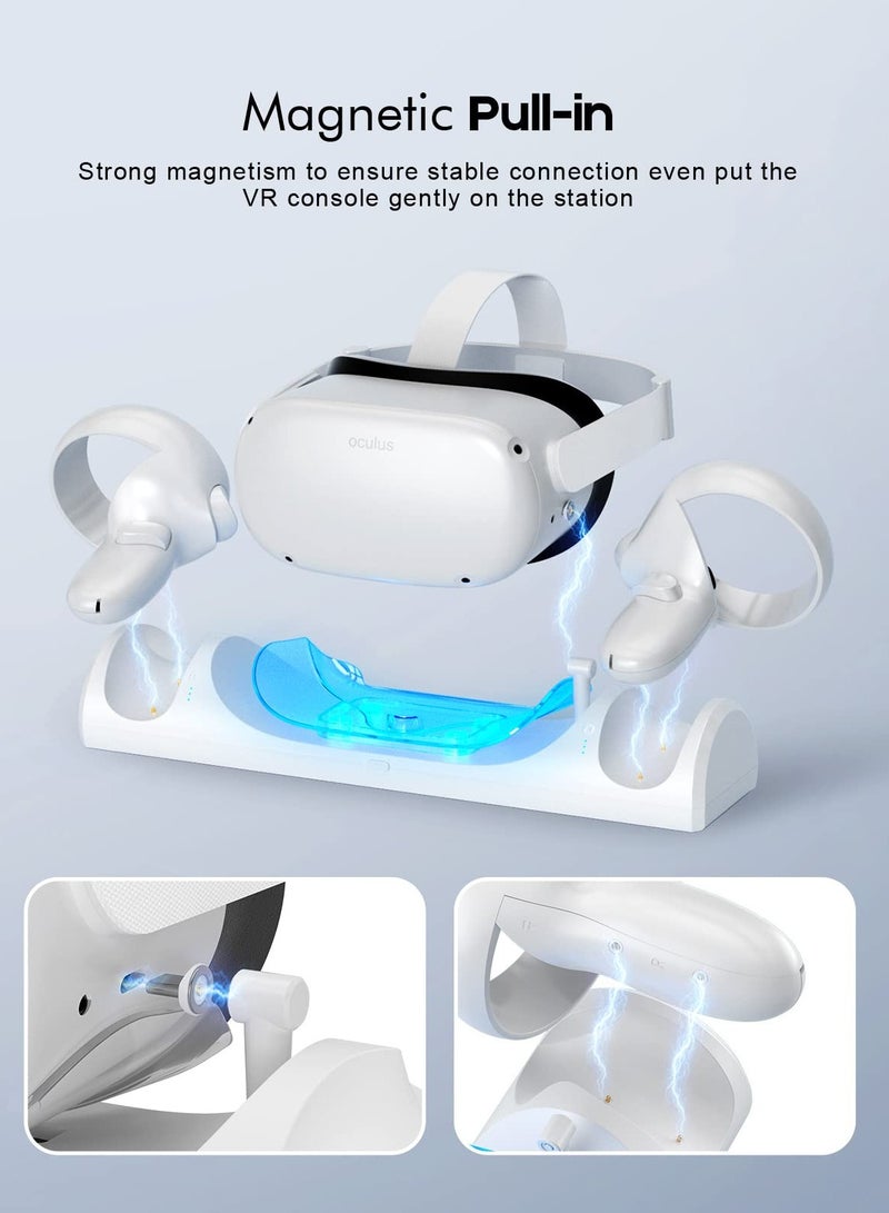 SOLARAE Magnetic Charging Dock for Oculus Quest 2 / Meta Quest 2 with LED Indicator, Includes 2 Rechargeable Batteries and Type-C Charger Cable for VR Headset and Touch Controllers. - Image 2