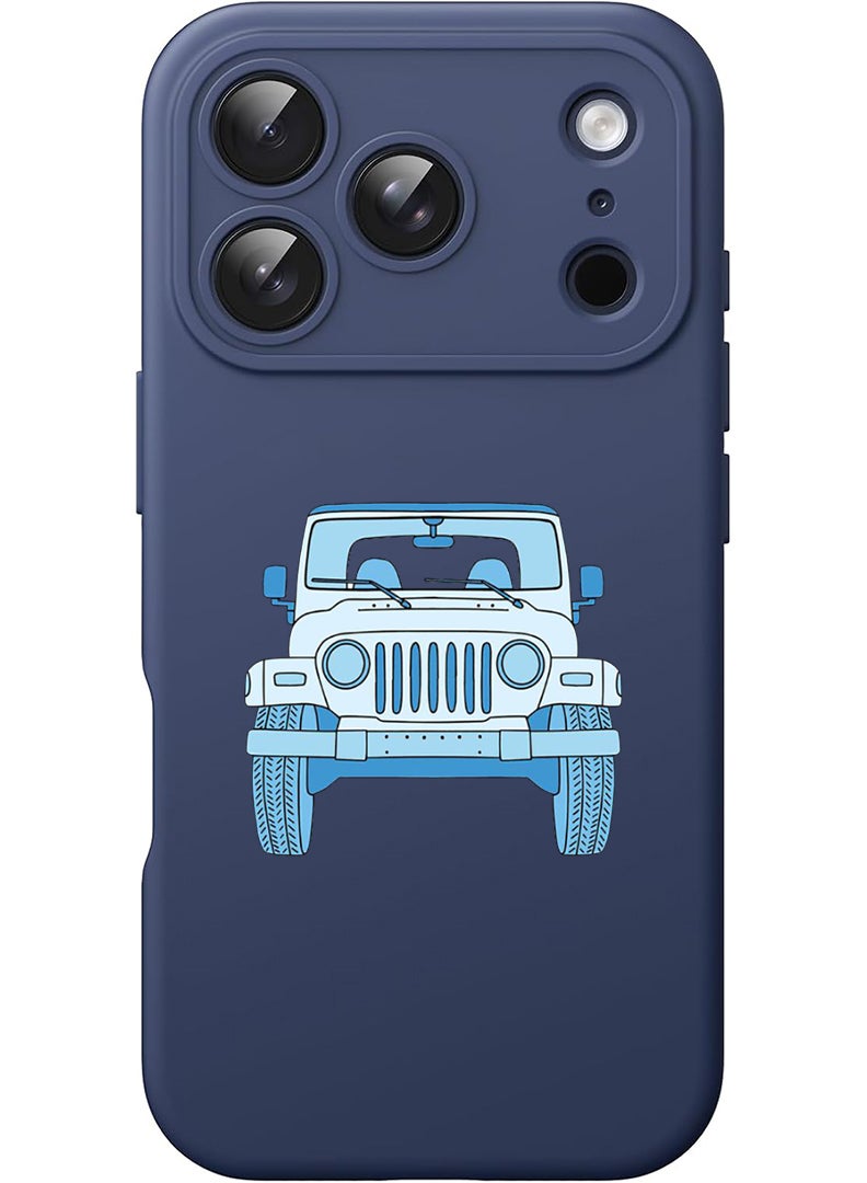 Theodor Protective Slim Fit Case Liquid Silicone Cover with Full Body Protection Anti-Scratch Shockproof Case For Apple iPhone 17 Pro Max (Blue) Jeep - Image 1