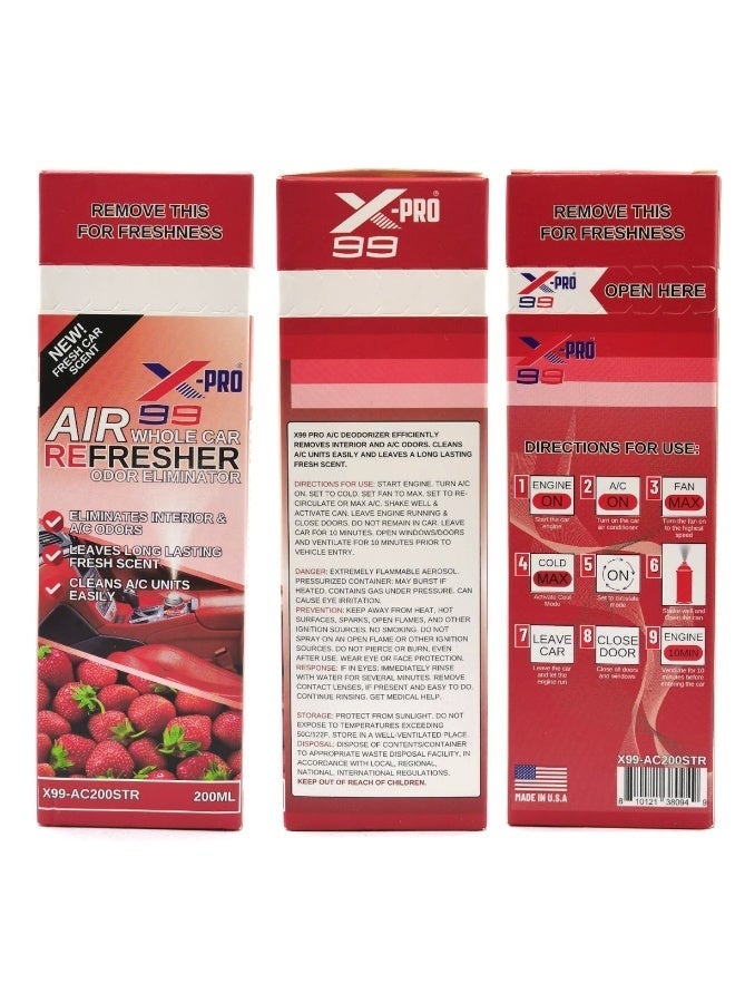X Pro 99 X-99 Pro Universal Car Air Freshener - Strawberry Scent (200ml) | Odor Eliminator and AC Cleaner | Spray for Freshening and Renewing the Interior Cabin with a Long-Lasting Fragrance. - Image 5