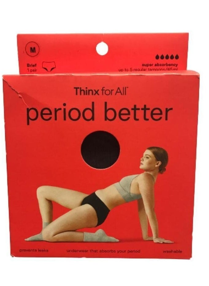 THINX - Thinx for All Women's Briefs Period Underwear, Super Absorbency, Black SIZE-M - Image 1