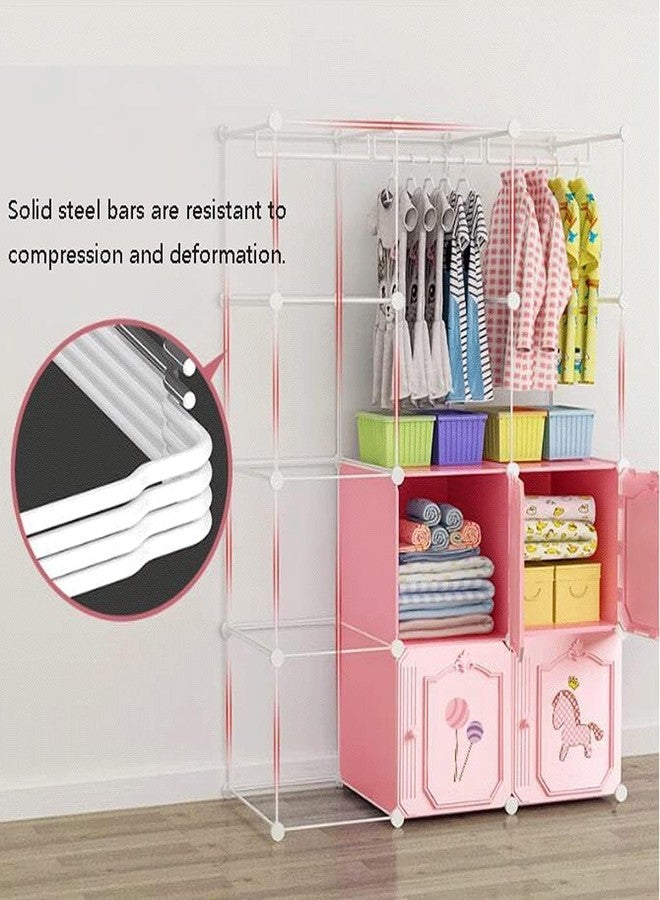 LUHI Plastic Wardrobe for Kids Clothes – Easy to Use Anti-Skid & Non-Slip Effective Professional, Plastic Cupboard for Kids, Foldable Almirah, Collapsible Wardrobe (Pink HA1, 8-Shelf-6-Door) - Image 4