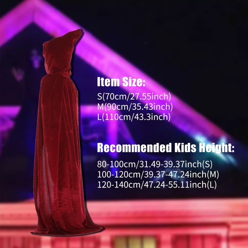 Halloween Hooded Cloak Velvet Cape Unisex Kids Children Long Cloak Fancy Dress Role Cosplay Costumes Outwear Halloween Party Prop - Image 4