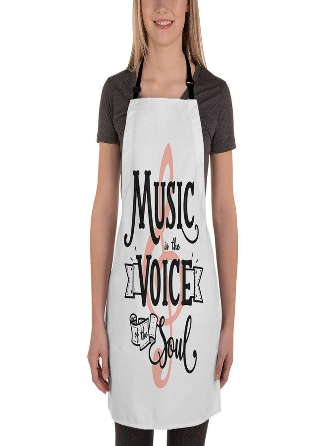 Moslion Music Apron 31x27 Inch Music Is the Voice of the Soul Word Note Polka Dot Inspirational Quote Kitchen Chef Waitress Cook Aprons Bib with Adjustable Neck for Women Men Girls - Image 2