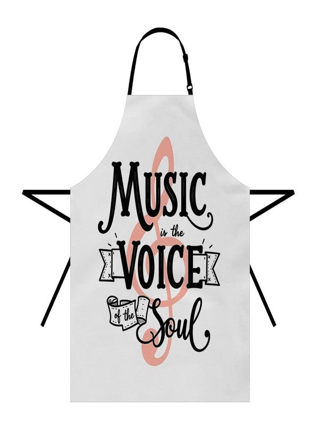 Moslion Music Apron 31x27 Inch Music Is the Voice of the Soul Word Note Polka Dot Inspirational Quote Kitchen Chef Waitress Cook Aprons Bib with Adjustable Neck for Women Men Girls - Image 1