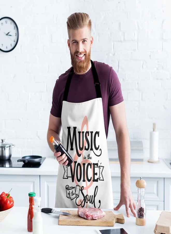 Moslion Music Apron 31x27 Inch Music Is the Voice of the Soul Word Note Polka Dot Inspirational Quote Kitchen Chef Waitress Cook Aprons Bib with Adjustable Neck for Women Men Girls - Image 3