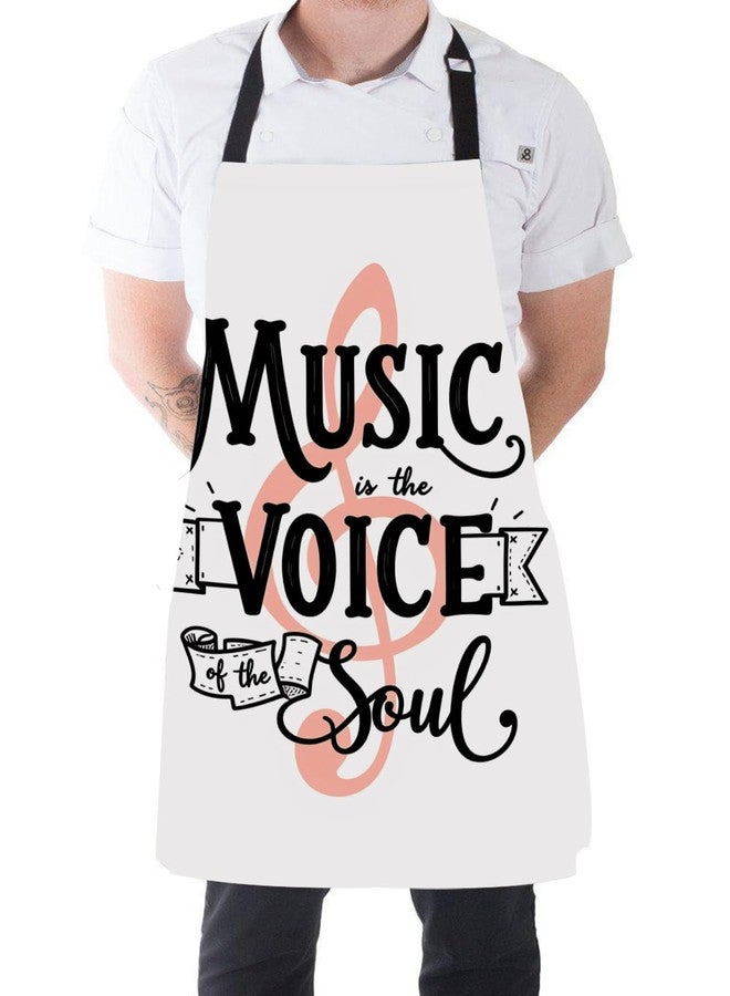 Moslion Music Apron 31x27 Inch Music Is the Voice of the Soul Word Note Polka Dot Inspirational Quote Kitchen Chef Waitress Cook Aprons Bib with Adjustable Neck for Women Men Girls - Image 5