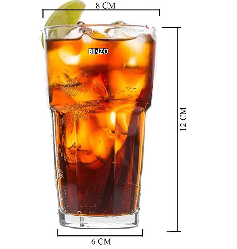 BINZO Glass Water Juice Glasses Set of 6 300 ml Stackable Drinking Durable Thick Tumblers Microwave Dishwasher Safe for Kitchen Home Fridge - Image 2