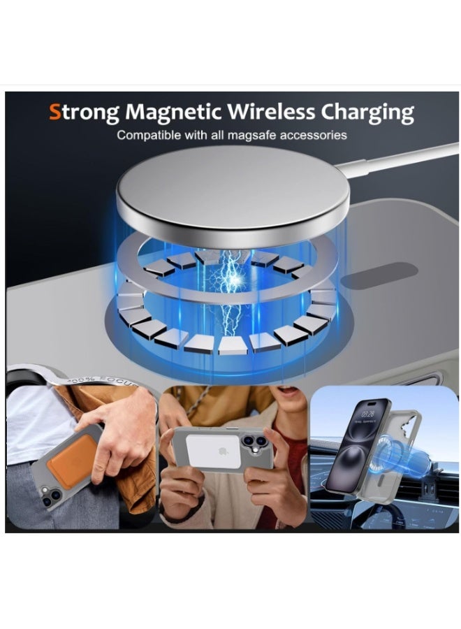 Magnetic Case Cover for iPhone 16 Pro Max 5G,[Compatible with Magsafe][Mil-Grade Drop Protection] Slim Shockproof Translucent Protective Phone Back Case Cover for iPhone 16 Pro Max 5G, Grey - Image 4