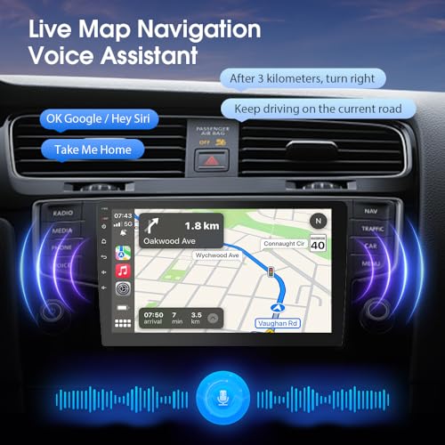 Haudio 9 inch Wireless Double Din Car Stereo,with Apple CarPlay and Android Auto Radio Screen,with Mirror Link, Bluetooth 5.0,1080P Backup Camera, AUX,FM/AM Transmitter|Double Din carplay Screen - Image 3