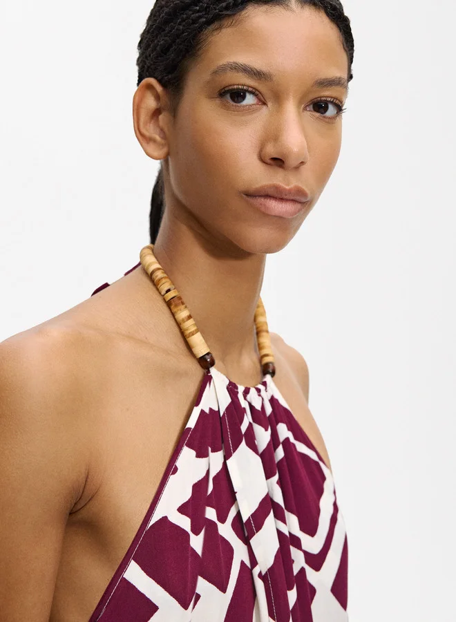 PARFOIS Printed Halter Maxi Dress