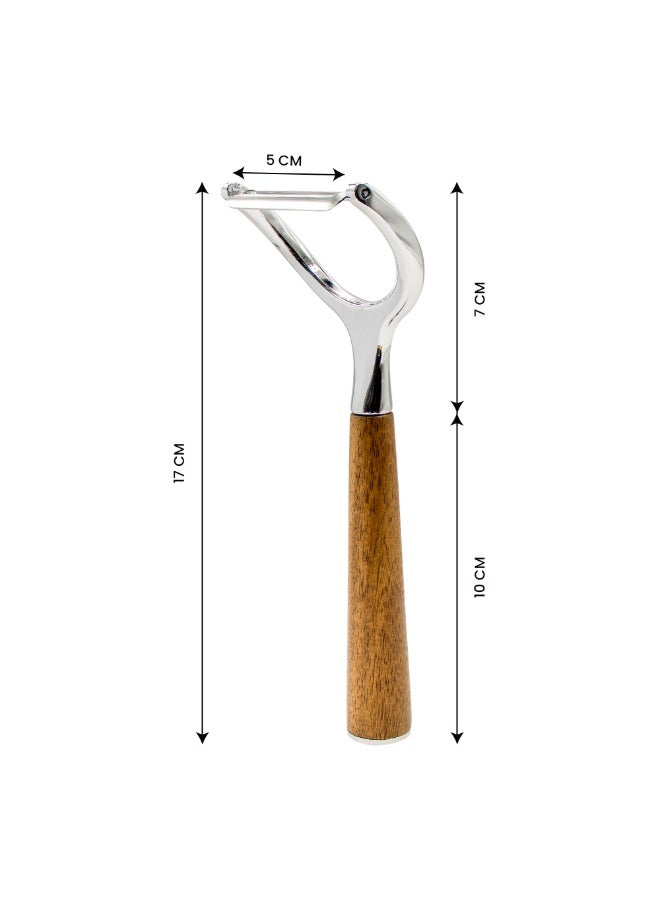 Duravel Y-Shaped Vegetable Peeler with Wooden Handle, Stainless Steel, for Carrots, Potatoes and More - Image 4