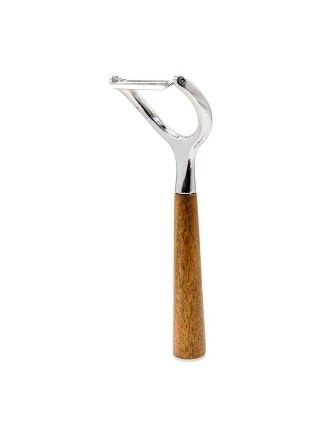Duravel Y-Shaped Vegetable Peeler with Wooden Handle, Stainless Steel, for Carrots, Potatoes and More - Image 2