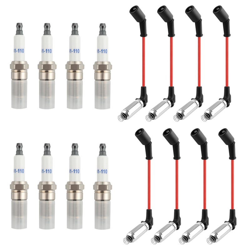 16PCS Spark Plugs and Wires Set Replacement OEM M848322Spark Plugs Wires Set Compatible with GMC Hummer Chevrolet CadillacDurable Car Accessories Spark Plug Wire Kit Spark Plugs Wires