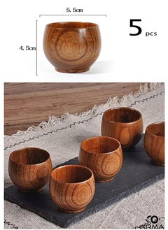 co arma A set of 5 wooden coffee cups, small and elegant  - Image 1