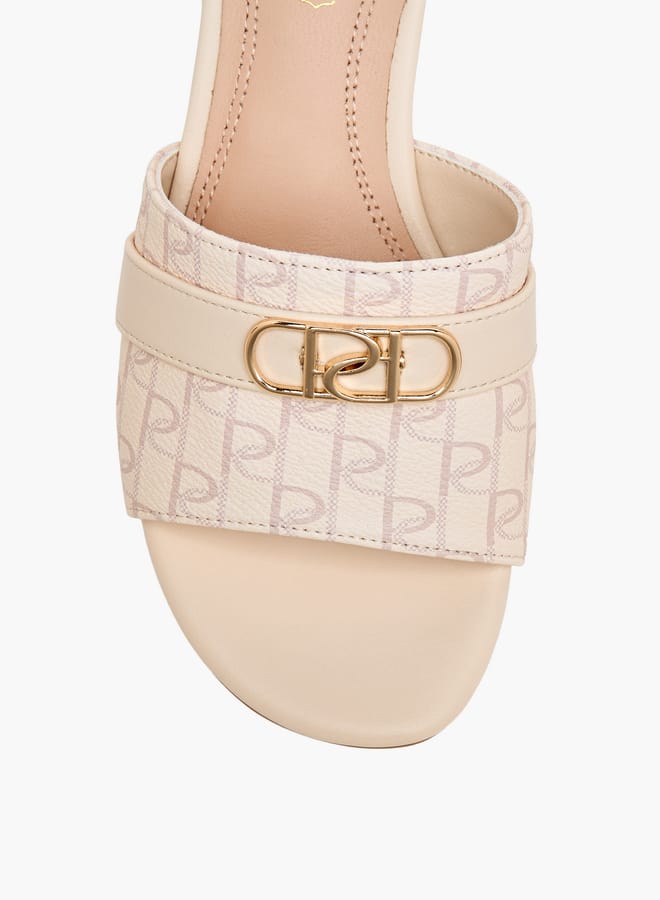 Paprika Women Monogram Print Slip-On Sandals with Block Heels  - Image 4
