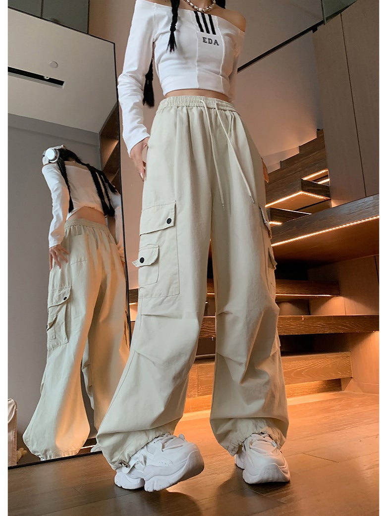 Children'S Wear Workwear Casual Pants Women'S 2024 Spring And Loose American Retro Lazy Wide Leg Sports Pants Children'S Wear - Image 3