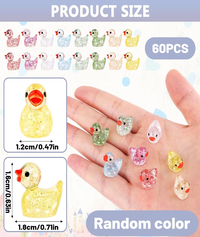 BdelrinQue 60Pcs Miniature Decorative Items, Miniature Toys, Flash Design Small Duck Toy, Color Random Garden Decor Can Glow in The Dark, Garden Decoration Items Outdoor, Miniatures for Home Decor - Image 2