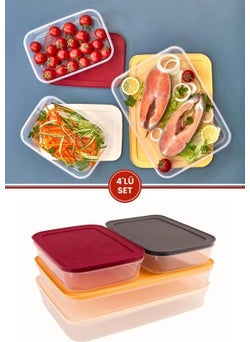Refrigerator Icebox Organizer with Lid, Deep Freezer Meat Box Storage Container Set of 4