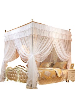 Y&D 4 Posters Mosquito Bed Net Canopy Cotton White 1.5 x 2meter  - Image 1