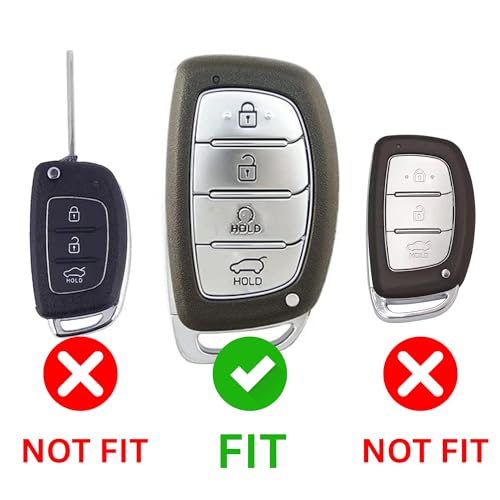 SHOPOFLUX Key Cover Compatible with Hyundai Alcazar and Creta ev Car 4 Button Smart Key (Metal Black Silicone) - Image 2