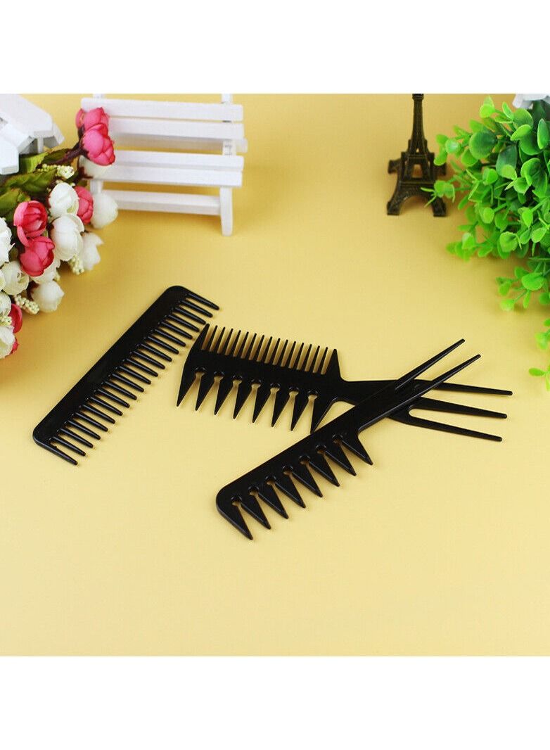 10 PCs Pro Salon Hair Cut Styling Hairdressing Barbers Combs Brush Set Black - Image 2