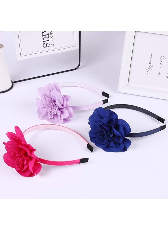 KASTWAVE 10 Pcs Flower Headbands For Girls Toddler Headbands With Chiffon Flower For Children Girls Hair Accessories 4 Inch Flower - Image 3