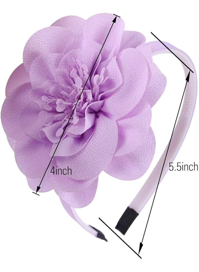 KASTWAVE 10 Pcs Flower Headbands For Girls Toddler Headbands With Chiffon Flower For Children Girls Hair Accessories 4 Inch Flower - Image 2