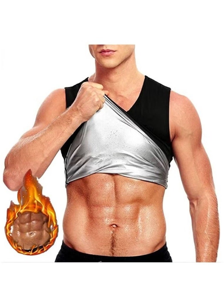 Generic Sauna Suit for Men Lower Belly Fat Sauna Slimming Sweat Body Shaper Jacket Hot Waist Trainer Sweat Belt Band Long Sleeve Zipper Shirt Workout Top, L/XL - Image 1