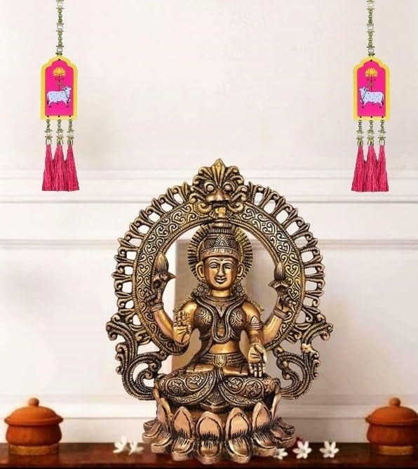 DIPTI HANDICRAFT DIPTI HANDICRAFT Door Entrance Hanging pichwai Cow and Lotus Wall Hanging toran10 pcs for Pooja Room Entrance Hanging bandarwal for Door toran Diwali Decor toran Wedding and All Festival Decor  - Image 4
