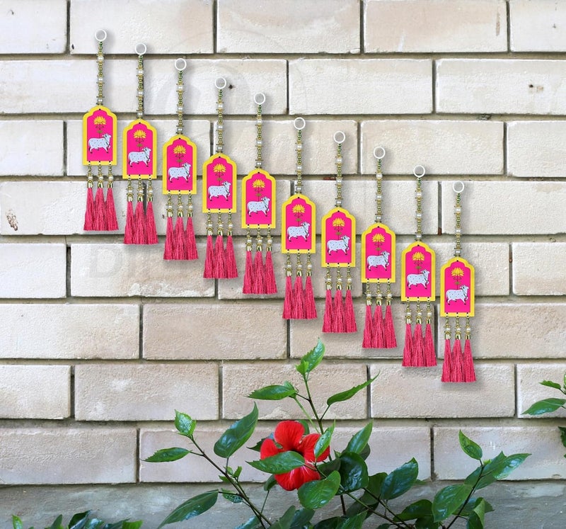 DIPTI HANDICRAFT DIPTI HANDICRAFT Door Entrance Hanging pichwai Cow and Lotus Wall Hanging toran10 pcs for Pooja Room Entrance Hanging bandarwal for Door toran Diwali Decor toran Wedding and All Festival Decor  - Image 1