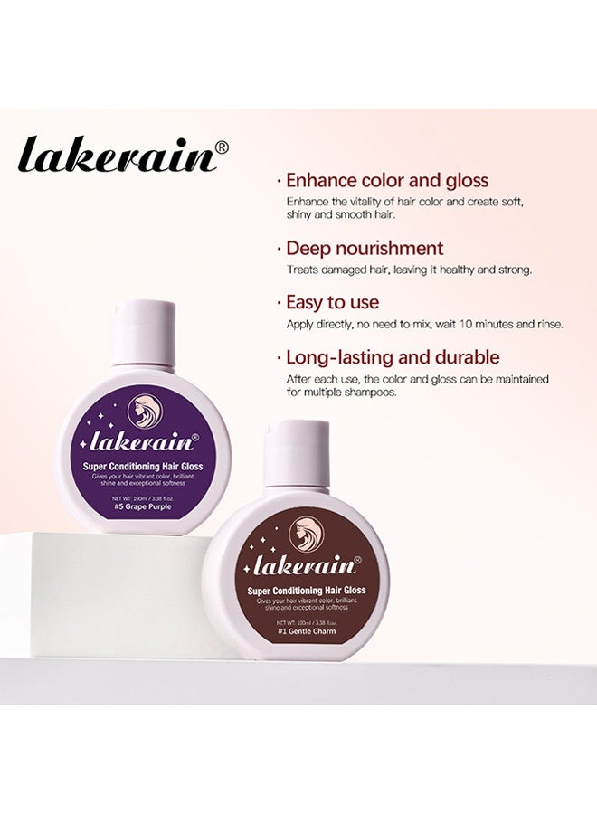lakerain Super Conditioning Hair Gloss, Gives Hair Vibrant Color Shine Softness and Hydration Permanent Coloring Moisturize Smooth Hairs Easy Use Hair Color Hair Dye Grape #1 Gentle Charm - Image 5